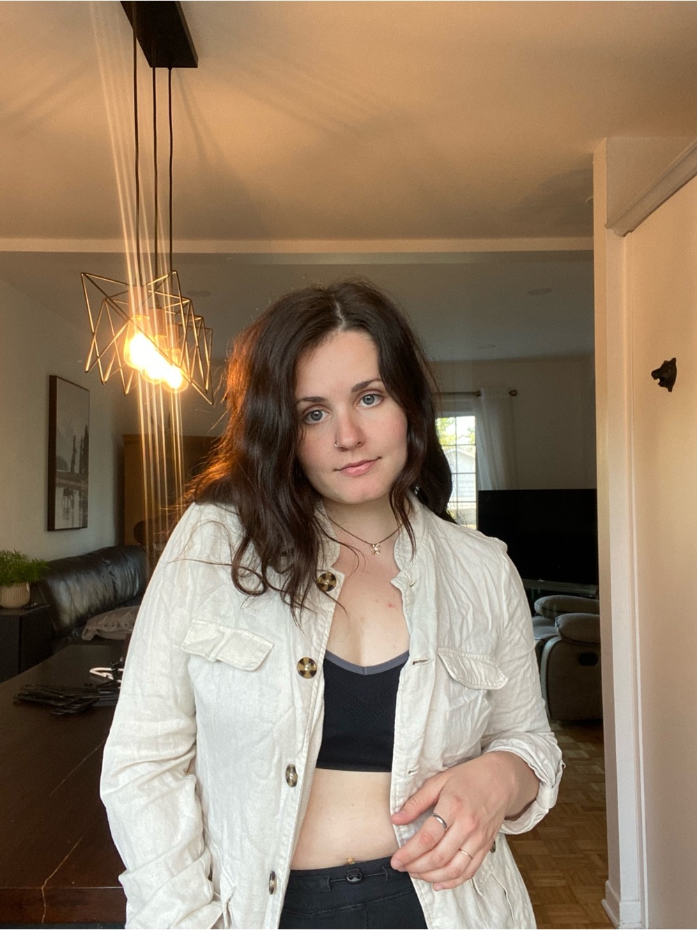 Women's Light Beige Utility Jacket - Relaxed Casual Layer